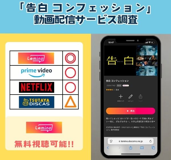 映画「告白 コンフェッション」を無料視聴できる動画配信サイトを独自調査！